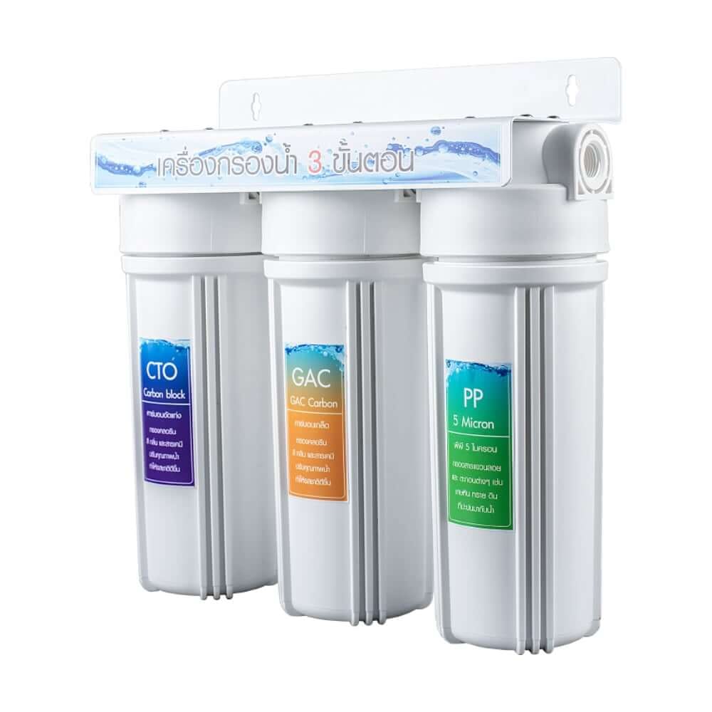 เครื่องกรองน้ำใช้ 3 ขั้นตอน UNI PURE รุ่น UN-S3 ขนาด 10 นิ้ว (พร้อมไส้ PP/CTO/GAC)_0